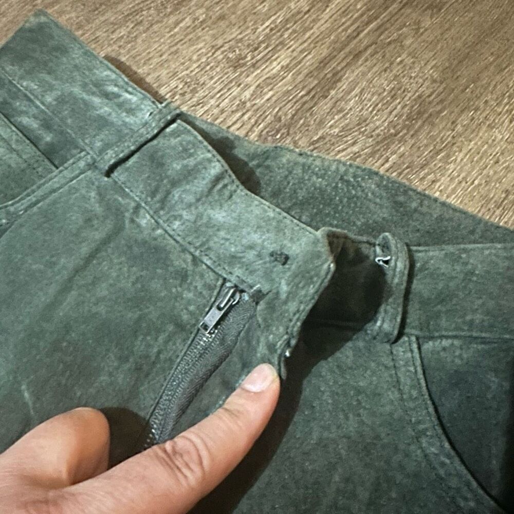 Vintage Cayenne Womens Green Suede Leather High Rise Pants Western Boho Size 10 - Picture 5 of 11